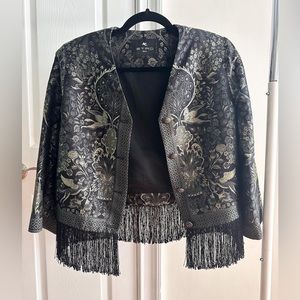 Etro Pegasus fringe jacket. Pegasus buttons Sz 44